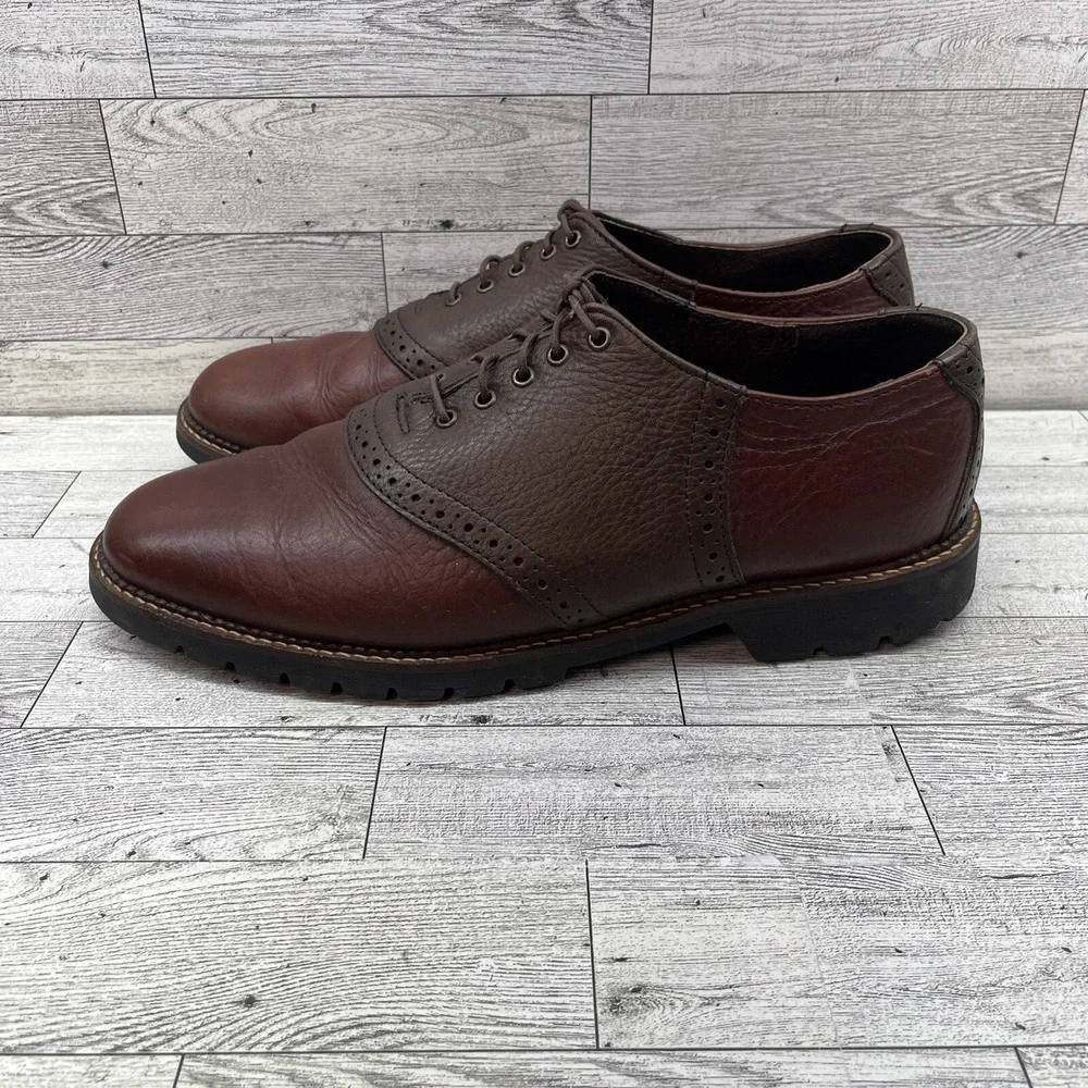 H.S.‎ Trask Saddle Two Tone Brown Bison Leather Oxford Dress Shoes Men Size 10M